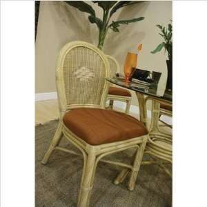   West Indoor Rattan Side Chair in Natural Finish Fabric Beach House