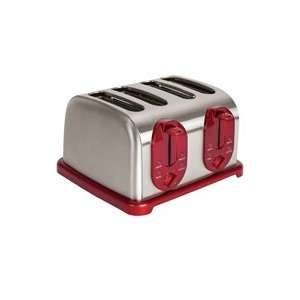  Kalorik 1500 Watt 4 Slice Toaster, Metallic/Red
