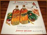 1952 JOHNNIE WALKER Scotch WHISKEY Whisky Christmas AD  
