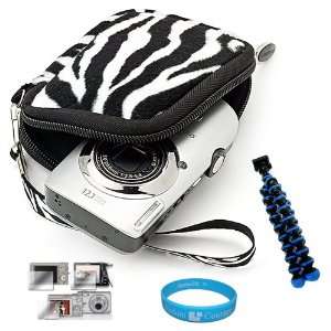 Glove Camera Carrying Case with Black White Zebra Fur Exterior for All 