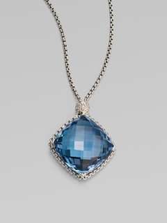 David Yurman   Blue Topaz, Diamond & Sterling Silver Necklace   Saks 