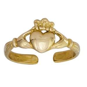 IRISH CLADDAGH HEART 14K Yellow Gold Toe Ring: Jewelry
