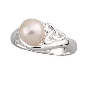  Sterling Silver Trinity Knot Pearl Ring Jewelry