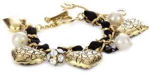 Betsey Johnson Lovely Leopard Heart Ribbon Toggle Bracelet Jewelry 
