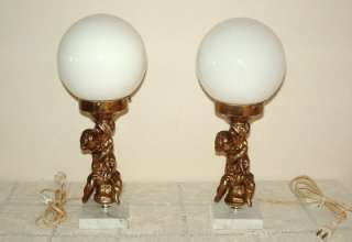 Pair ART DECO CHERUB TABLE LAMPS Electric Vintage  