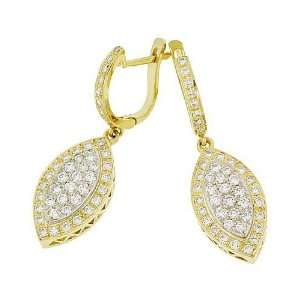Diamond Earrings   Dewdrop Pave Dangle Diamond Earrings   18k Yellow 