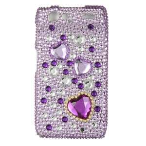   DROID RAZR Crystal Diamond BLING Case Phone Cover Purple Hearts  