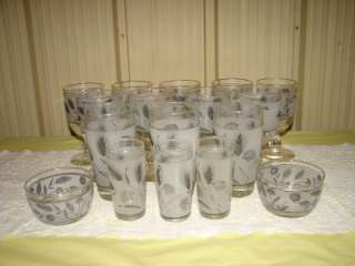 Vintage Nice Lot Of Libbey Silver Wheat Glasses/Gobblets Set Frosted 