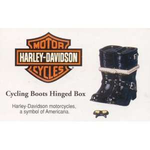   PORCELAIN HINGED BOX   HARLEY DAVIDSON CYCLING BOOTS