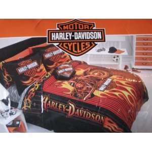 Harley Davidson Flame Rider Fireball Twin Comforter Set 