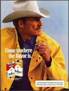 1990 MARLBORO MAN CIGARETTES AD~Cowboy w/ Moustache  