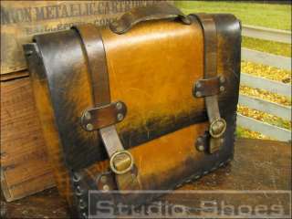    USA Made Saddle Belting Leather Messenger Laptop Briefcase Bag Mens