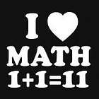LOVE MATH 1+111 T SHIRT SCHOOL FUNNY STUDENTS HUMOR TEE BLACK M