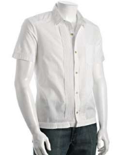 ADAM white poplin pintucked guayabera shirt  
