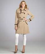 Vince Camuto khaki cotton blend belted double breasted trench coat 