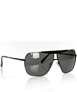 Armani Giorgio Armani shiny black modified aviator sunglasses 
