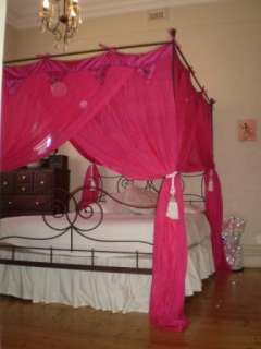 Four Poster Bed Canopy Mosquito Net 155x205cm Hot Pink  