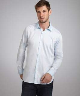 Etro sky blue cotton sateen Dexter button front shirt  BLUEFLY up 