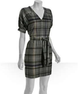 French Connection dark grey plaid Chatussa belted dress   up 