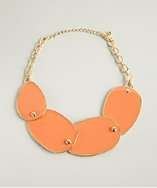 Kenneth Jay Lane gold and coral enamel hinged panel necklace style 
