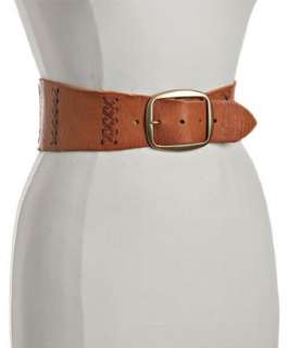 Linea Pelle cognac leather laced corset shaped belt   up to 70 