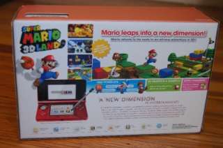 Nintendo 3DS Bundle Super Mario 3D Land Flame Red Handheld System 