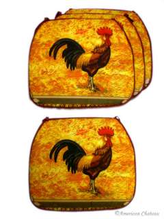 Country Rooster Kitchen Cushion Chair Covers Pads  