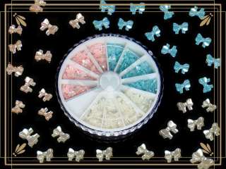 300pcs Pearl Mixed Color Butterfly Gems Nail Art +Wheel  