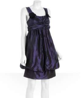 Vera Wang Lavender Label royal purple taffeta belted blouson dress 