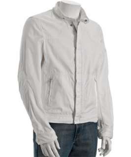 Elie Tahari white nylon ripstop Norris zip front jacket  BLUEFLY up 