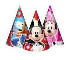 Mickey Mouse Birthday Party Glittered Party Hats Cap x6  