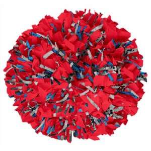 Plastic W/2 Color Glitter Cheerleaders Poms RED POM/ROYAL BLUE/SILVER 