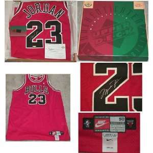 Michael Jordan Signed Bulls Nike Authentic Red Jersey UDA:  