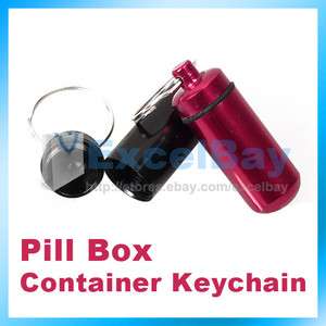 Aluminum Pill Box Case Bottle Stash Container Keyring Case  