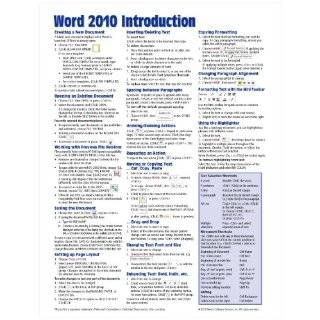 Microsoft Word 2010 Introduction Quick Reference Guide (Cheat Sheet of 