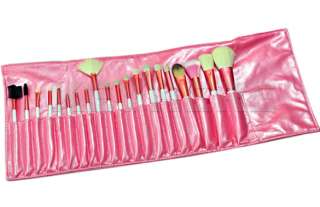 Pro 20 Cosmetic Brusher Makeup Brush Set Bag Case Pink  