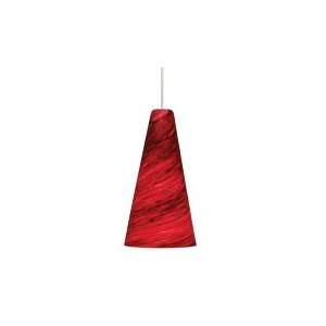   Taza Energy Smart 1 Light Mini Pendant in Satin Nickel with Red glass