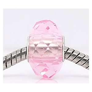 Pink Rose Crystal Glass Charm Bead for Troll Biagi Pandora 