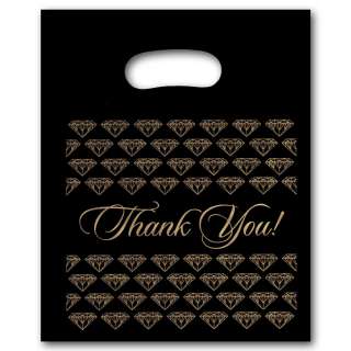 NEW 100/PLASTIC BLACK jewelry Thank You gift Bag (Sm.)  
