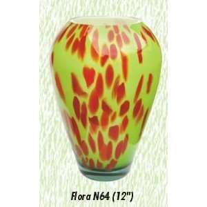  Green and Red Flora Vase Hand Blown Modern Glass Vase: Home & Kitchen