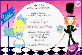 Personalized Mad Hatter Tea Party Invitations~Alice  
