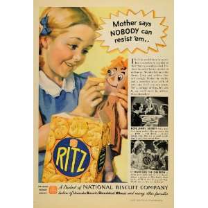 1937 Ad Ritz Crackers Biscuit National Nabisco Snack   Original Print 