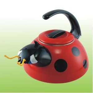   Novelty Ladybug Design Whistling Enamel Coated Tea Kettle Kitchen