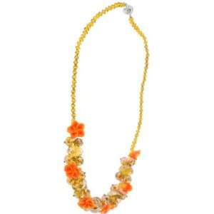  Orange Flower Round Beads Necklace   18 Necklace  5 15mm 