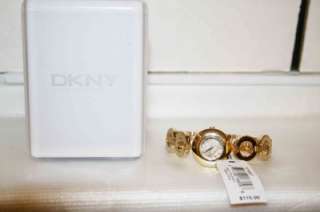 New DKNY Ladies GoldTone MOP Circular Link Watch NY4647  