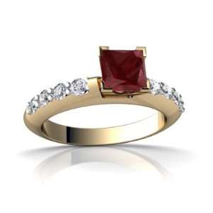  14K Yellow Gold Square Genuine Ruby Engagement Ring Size 5 