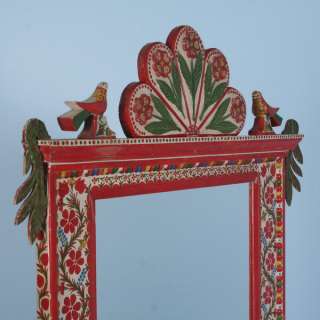 Antique Red Painted Romanian Mirror/Hall Stand  