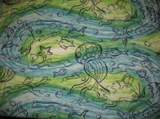 VTG 37W ATOMIC MCM NOVELTY COTTON QUILT FABRIC UNDER SEA JELLY FISH 