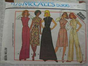 VTG McCalls 5366 Women ZIPPERED JUMPSUIT Sewing Pattern  