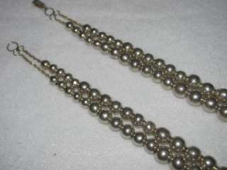   Mexican Sterling Silver Double Strand Ball Bead Pearl Necklace  